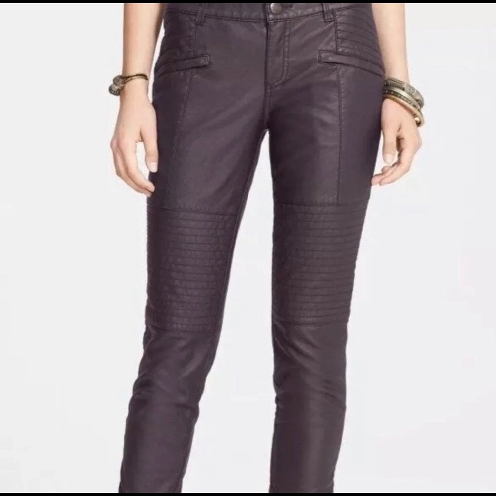 Free people faux leather pants - fig color